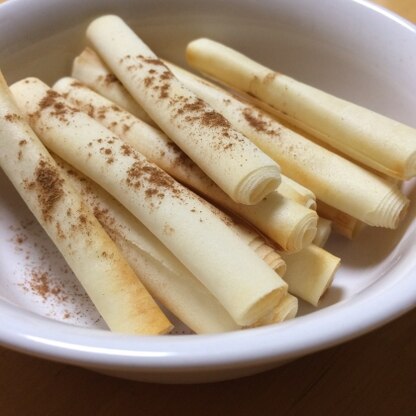 バターの代わりにジャムで作りました。最後シナモンパウダーをかけました。美味しかったです。